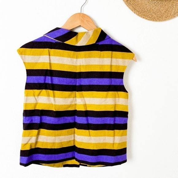 Michael Michael Kors Striped Linen Collar Vest size 4 - Picture 2 of 13